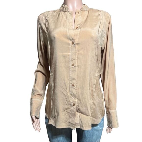 Pulp long sleeve mandarin collar hazelnut Shirt M - Picture 5 of 8